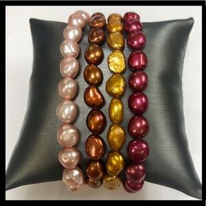 Honora Pearl Multi-color Stretchy Bracelets (Set of 4)